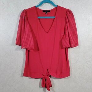 09194 Atelier 29 red knit blouse with short flutter sleeves L
